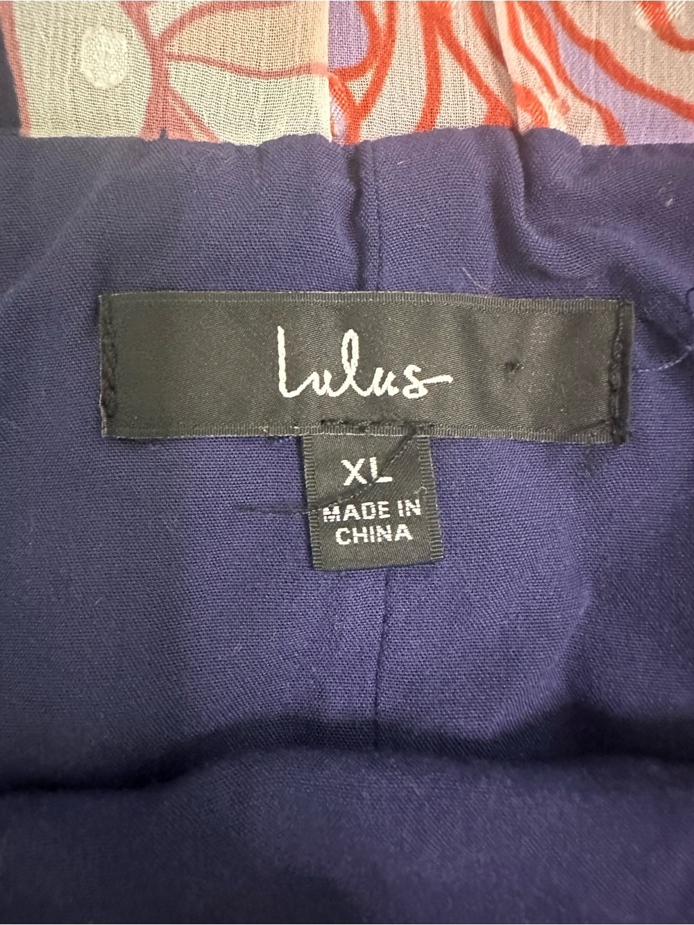 Lulu's Navy Floral A-Line Skirt with Coral & Lavender Blossoms ruffled bottom - Picture 3 of 3